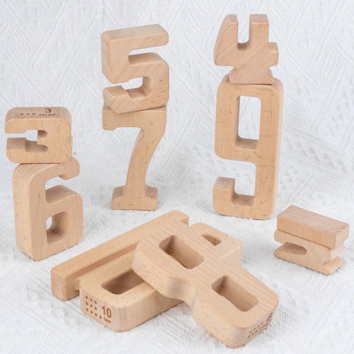 Large 10/32/100pcs Wooden Number Building Blocks Learning Etsy