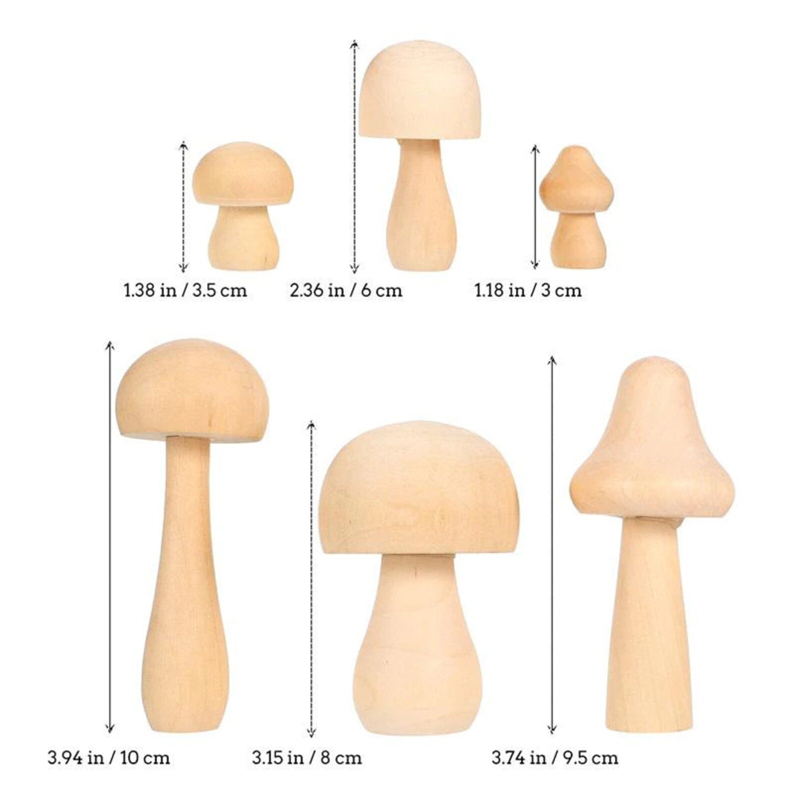 6pcs Wooden Mushroom Set Natural Unfinished Mushroom DIY Etsy