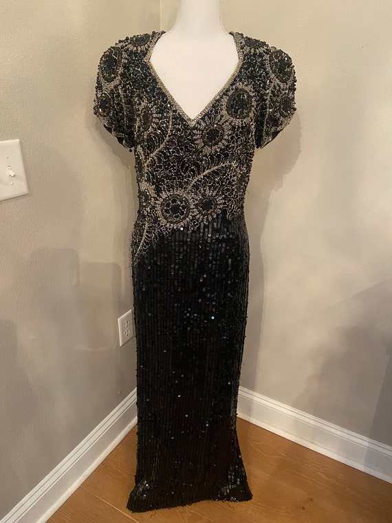 Vintage Niteline Beaded Evening Gown Size 10 Blac… - image 1