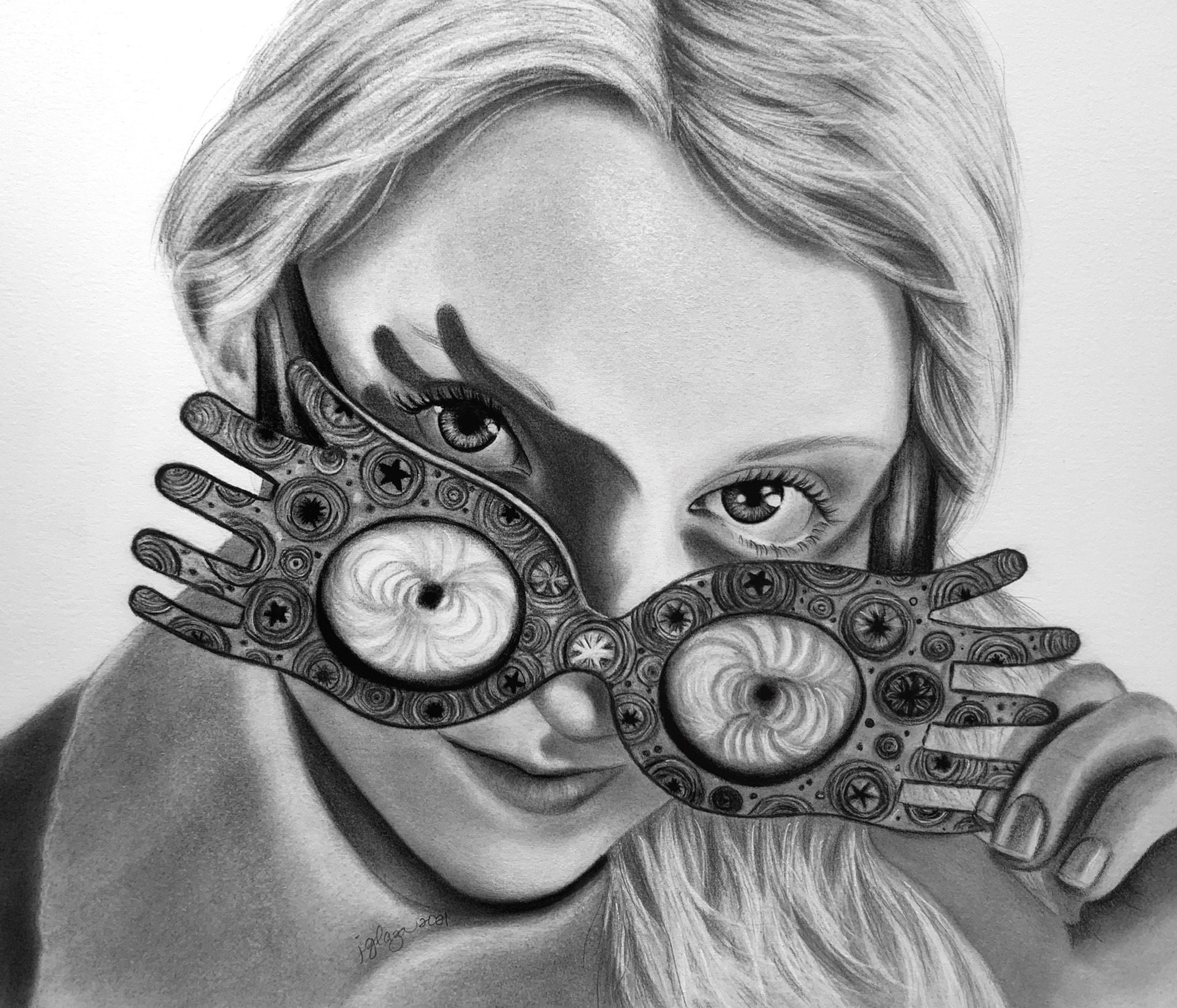 Luna Lovegood From Harry Potter Charcoal Drawing 8.5 X 11 Etsy