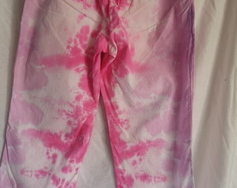 Ladies Upcycled Tie Dyed 3/4 Trousers Size 10