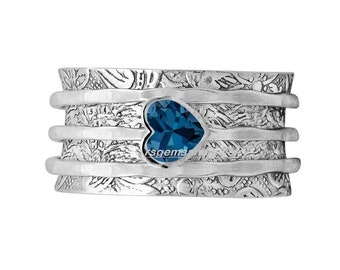 Amethyst Heart Spinner Ring, Handmade Ring, Statement Ring, Fidget Ring, Worry Ring, Thumb Ring, Women Ring, Gift For Her