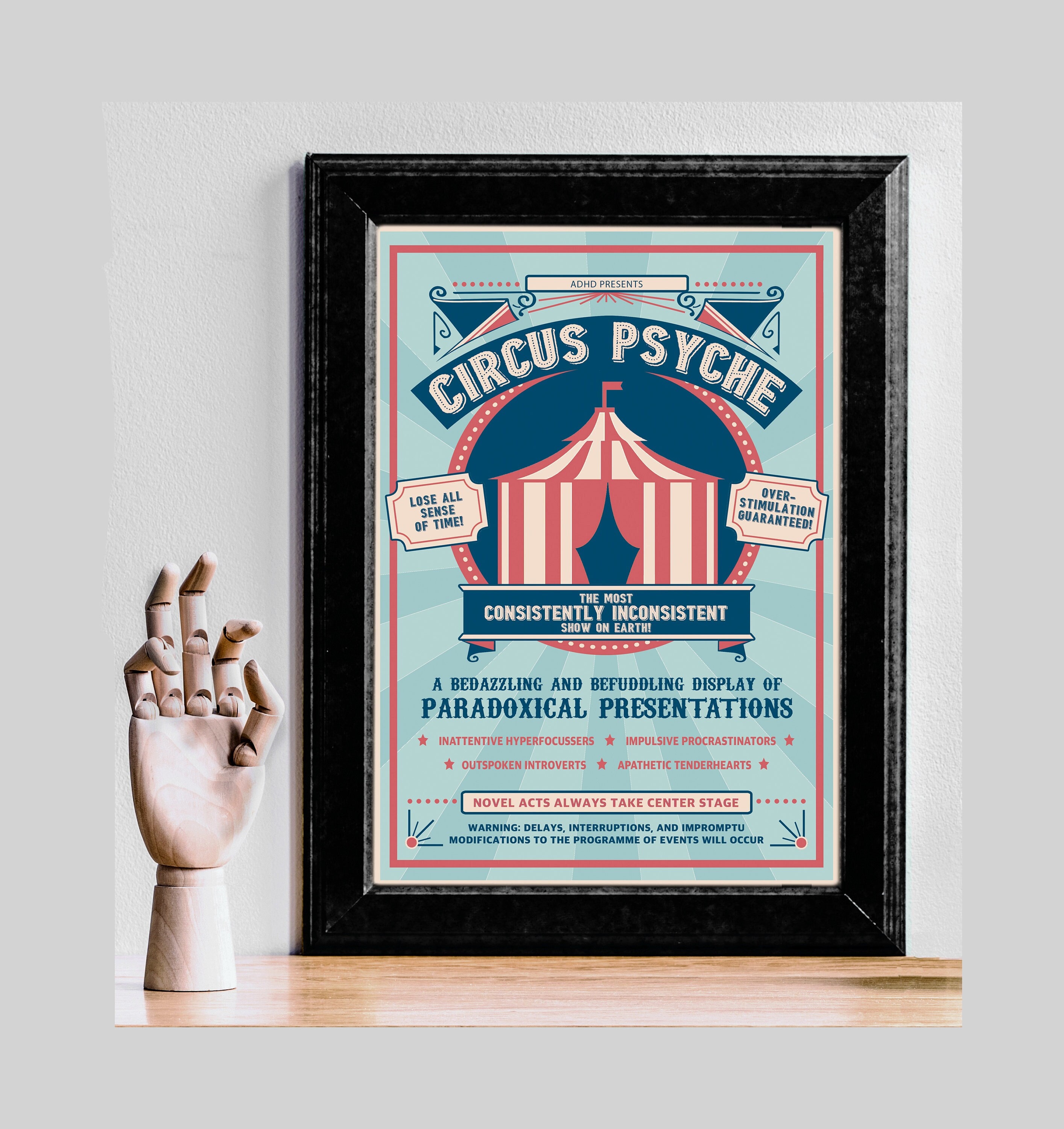 Circus Psyche ADHD Poster - Neurodivergent Art | Busy Brain Wall Decor | Mental Health Struggles | Neurodivergent Brain |...