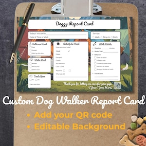 Boletín de calificaciones personalizado para paseadores de perros con código QR • PDF