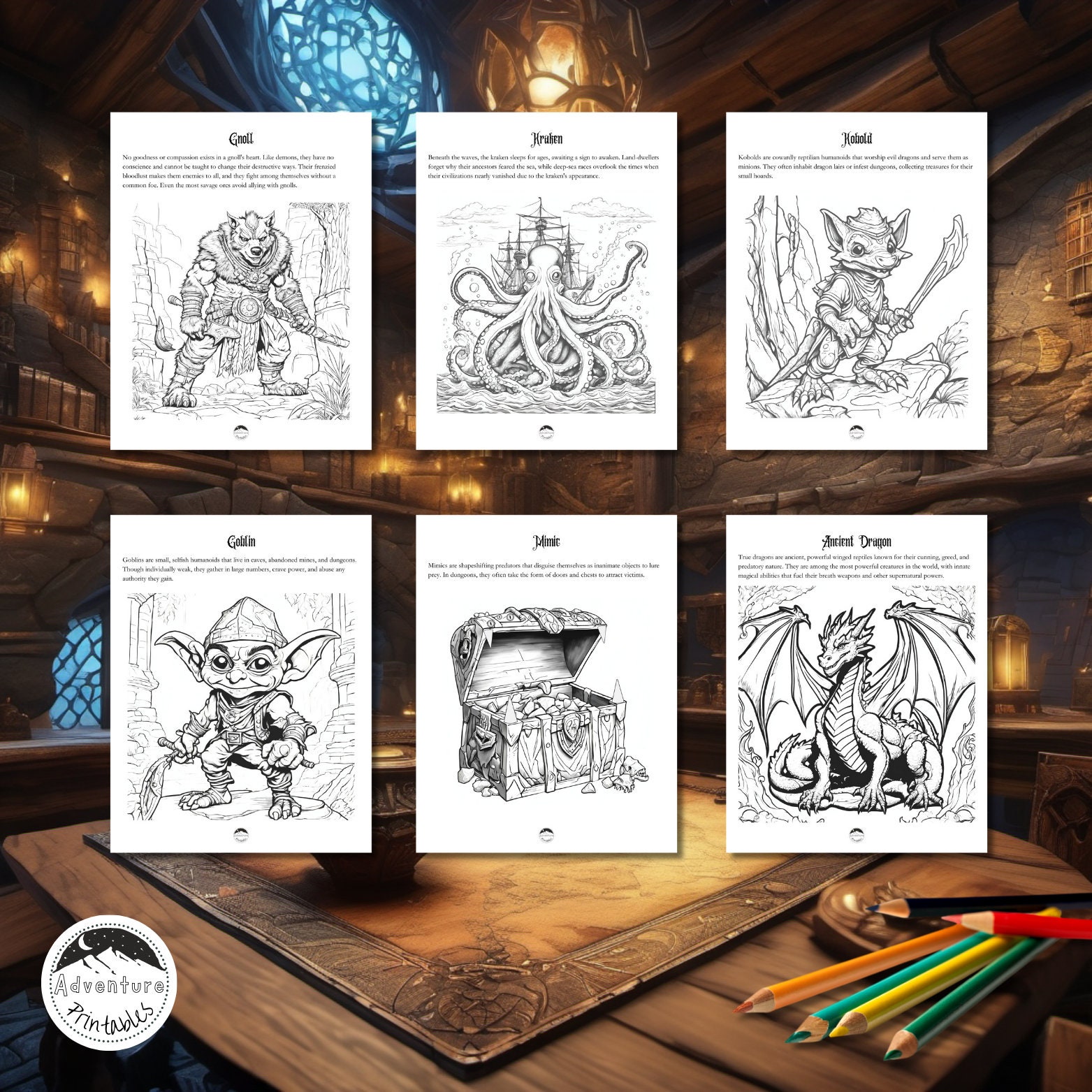 Dnd 12 Coloring Pages • Printable Fantasy Art for All Ages • PDF - Etsy
