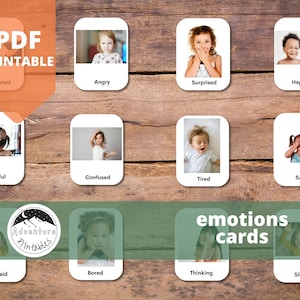 Tarjetas flash de emociones imprimibles para niños • Aprenda e identifique sentimientos • Educativas y divertidas • PDF