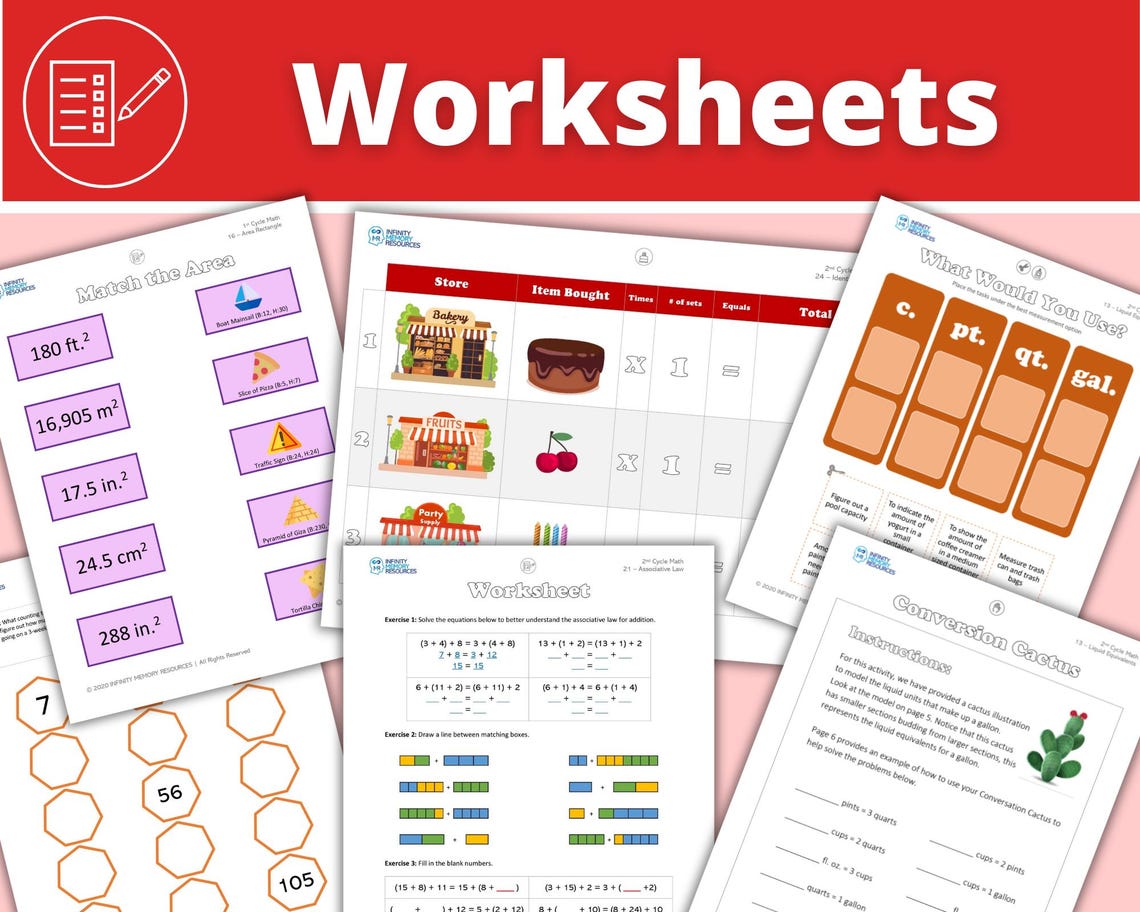 Cycle 2 - Math - Classical Weekly Worksheets - 24 Weeks - Etsy