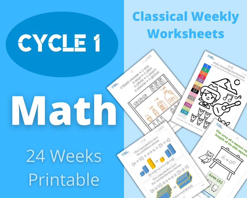 Cycle 1 - Math - Classical Weekly Worksheets - 24 Weeks - Etsy