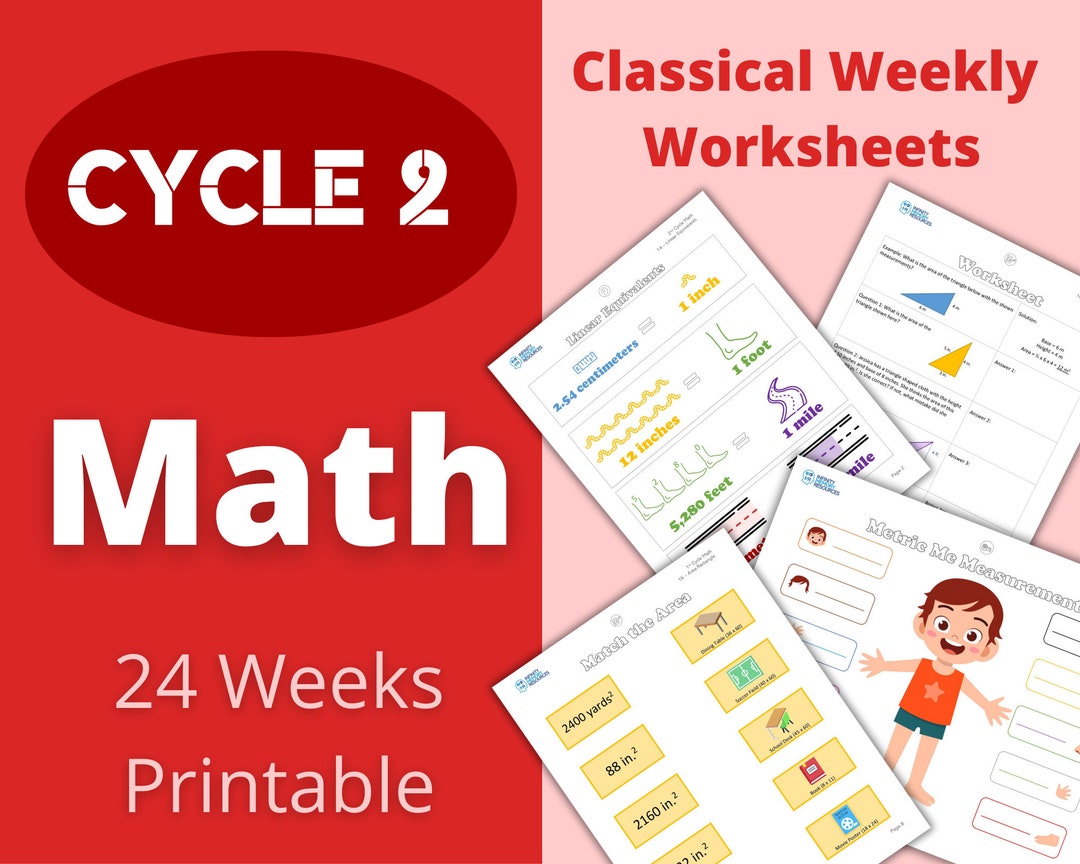 Cycle 2 - Math - Classical Weekly Worksheets - 24 Weeks - Etsy