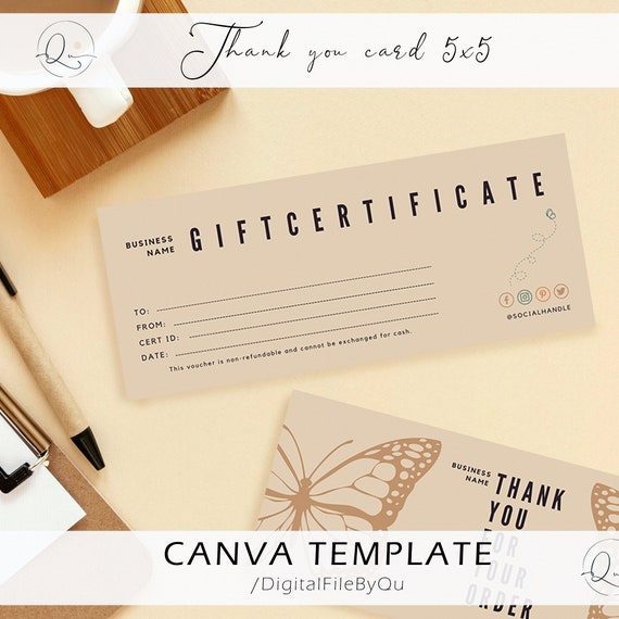 Nail Gift Certificate Template Canva Digital Download Small Etsy