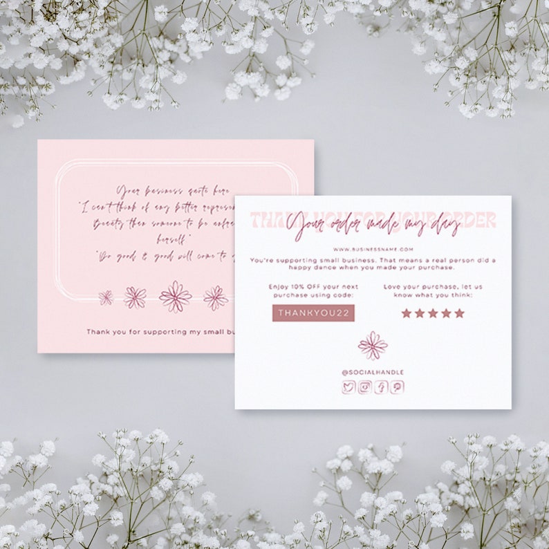 Thank You for Your Order Business Cards Template Etsy