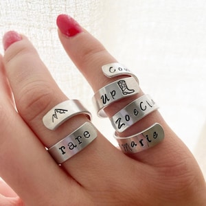 Custom WRAP Ring - Personalized - Hand Made- Hand Stamped Jewelry