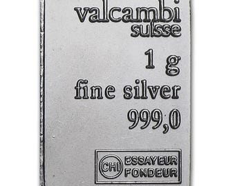 1 gram zilverbaar - Valcambi Suisse ~ .999 Pure.
