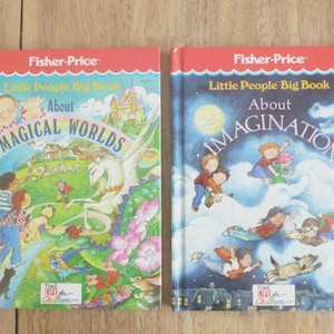 2 Vintage 1989 & 90 Fisher Price Little People Big Books ~ Hardcover ~ Excellent