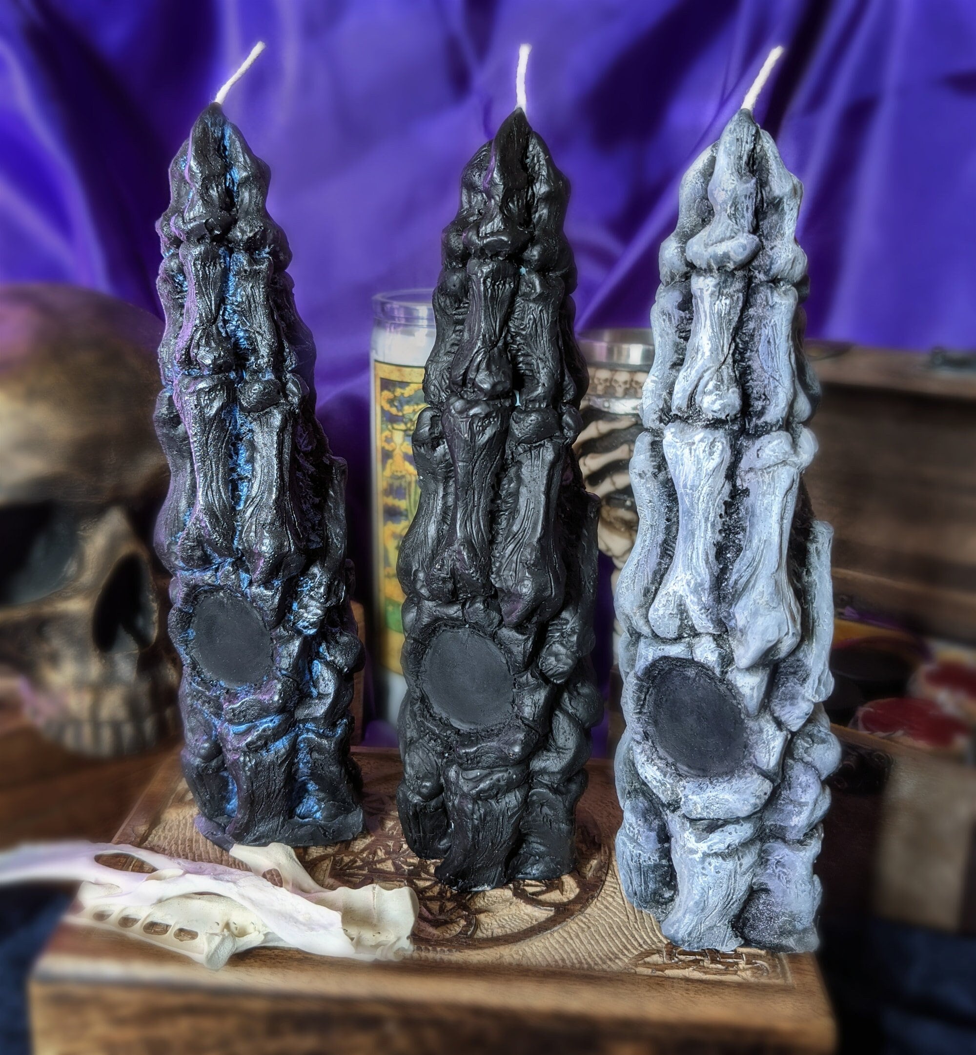 Skeletal Ritual Necromancy Bone Candle - Wraith Phantom Hand Candle - Osseoform Spectre Sigil Hex Candle - Skeleton Horror Hand Decor