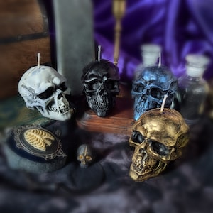 Fanged Skull Handmade Candle - Grinning Skull Candle - Death Ritual Candle - Necromancy Focusl Candle