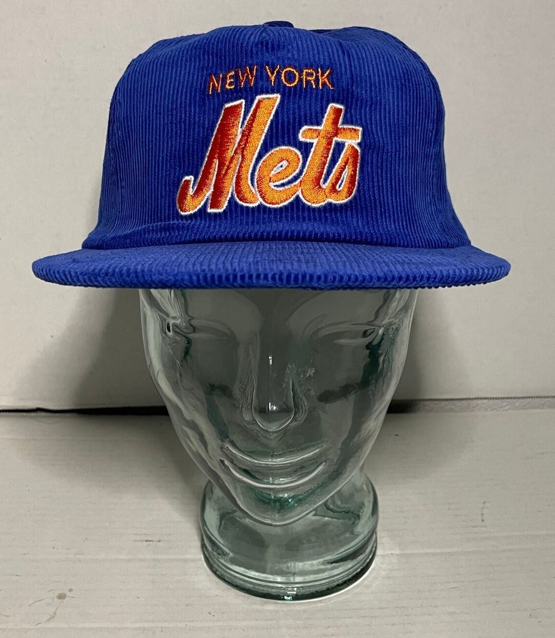 New York Met's Corduroy Hat Snapback New Mets Blue Cap Vintage Style