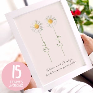 Personalised Birthday Flower Print | Best Friends Gift | Friendship Gifts | Gift for friends | Work mates gift | Christmas Gift for Her