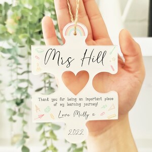 Teacher Thank You Keepsake | Personalised Hanging Jigsaw Piece | Teacher Gifts, Teachers Present Ideas | Jigsaw Best Teacher Gift Decoration