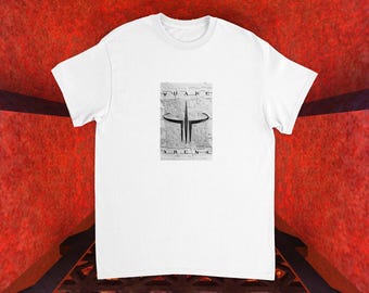 Quake 3 Arena T-shirt | Retro 90s FPS Gaming Tee | 100% Cotton (Black and White)