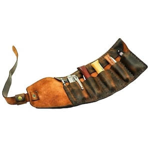 Handmade Leather Pocket Knife Roll Sheath