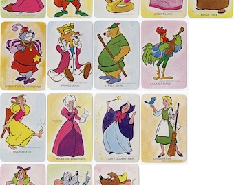 Vintage 1970s Disney Swap Cards – Robin Hood & Cinderella Set - Australian Newsagent Greythorne and Tassell Cartoon Blank Back Card Lot