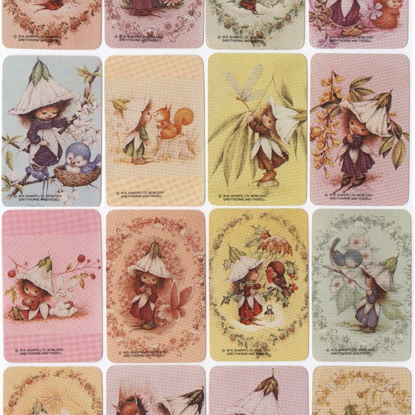 Victoria Gumnut Sugar Plum Fairies Set - Vintage Australian Kids Cartoon Greythorne & Tassell Blank Back Newsagent Swap Cards from the 70s