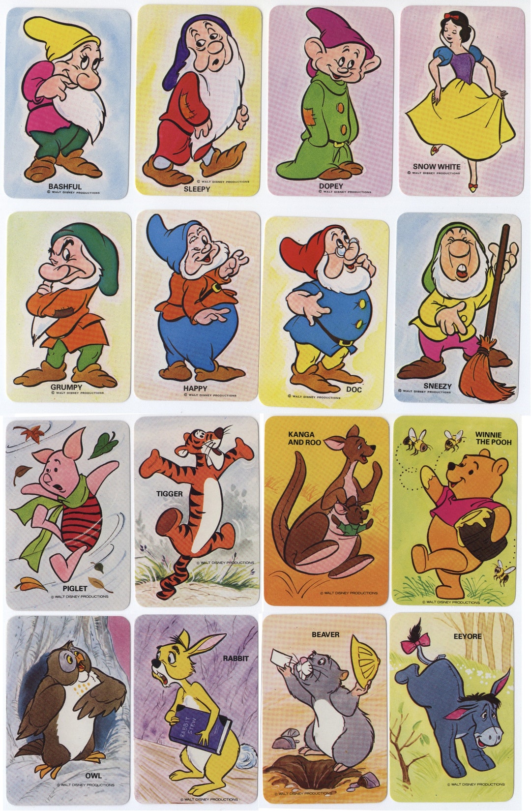 Snow White Seven Dwarfs Winnie the Pooh Vintage Australian 1970s Walt Disney Cartoon Greythorne