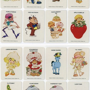 American Strawberry Shortcake and Friends Set- Vintage Australian Cartoon Greythorne & Tassell Blank Back Newsagent Swap Cards from the 70s