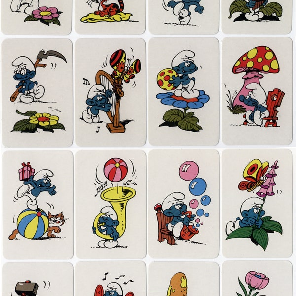 Smurf and Smurfette Peyo Comic Set- Vintage Australian Cartoon Greythorne & Tassell Blank Back Newsagent Swap Cards from the 70s