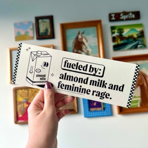 Retro Feminism Bumper Sticker: Almond Milk Lover Vinyl Car Decal