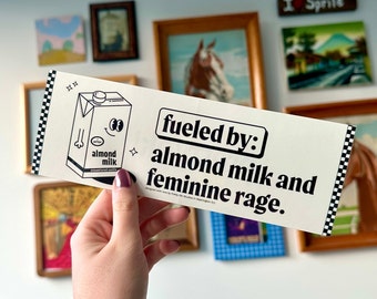 Retro Feminism Bumper Sticker: Almond Milk Lover Vinyl Car Decal