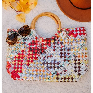 Upcycled Multicolored Handbag Sustainable Vegan Bag Handmade Zero Waste Slow Fashion Unique Gifts for Mother&#39;s Day