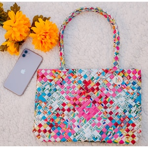 Upcycled Multicolored Handbag Sustainable Vegan Bag Handmade Zero Waste Slow Fashion Unique Gift for Her Gifts for Mother&#39;s Day