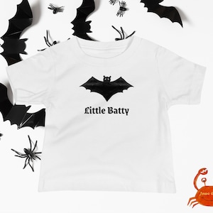 Baby Jersey Manica Corta Halloween Little Bat Tee, Cute Halloween Little Batty Baby T-Shirt, Fun Bat Baby Tee Shirt