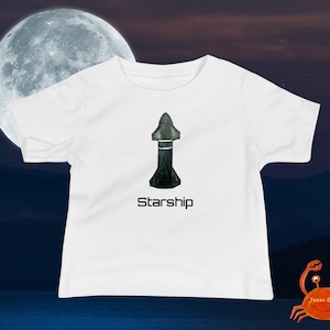 Baby Jersey Short Sleeve Spacex Starship Tee, Cute Spacex Starship Rocket Baby T-Shirt, Fun Baby Space and Science Clothes