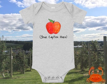 Baby One Piece Big Apple Personalized Bodysuit, Cute Apple Baby Outfit, Fun Baby Foodie Clothes, Fall Wear