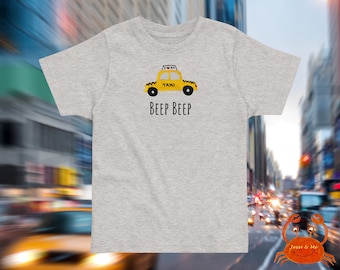 Camiseta de taxi de jersey para niños pequeños, camiseta de taxi de la ciudad grande divertida, camisa de pitido de taxi beep