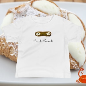 Baby Jersey Short Sleeve Cannoli Tee, Cute Baby Piccolo Cannoli T-Shirt, Fun Baby Cannoli Tee Shirt