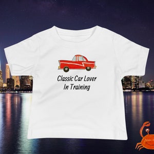 Baby Jersey Short Sleeve Classic Car Tee, Cute Classic Car Lover In Training Baby T-Shirt, Fun Red Classic Car Design