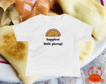 Baby Jersey Short Sleeve Pierogi Tee, Baby Happiest Little Pierogi T-Shirt, Baby Cute Pierogi Shirt
