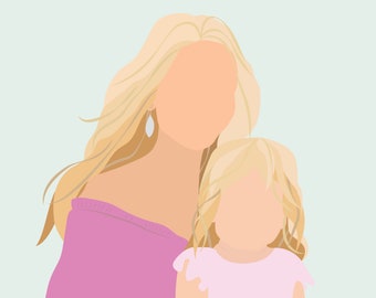 2 People Custom Modern Portrait - Digital Download