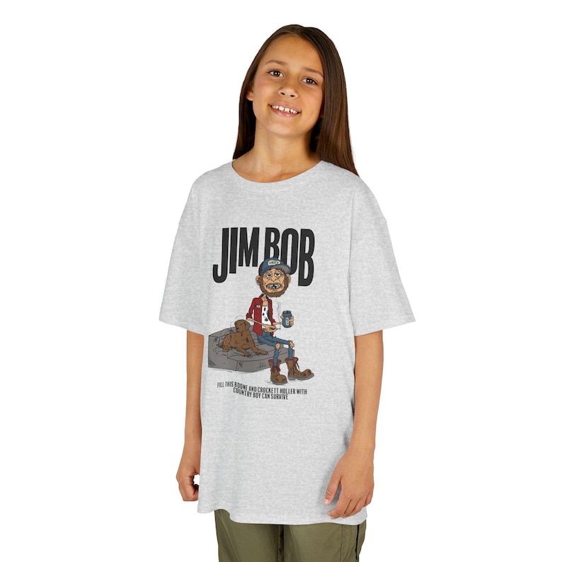 Jim Bob Kids Tee, Country Tee for Kids, Fun Graphic T-Shirt, Casual Kids Wear, Birthday Gift Idea, Playful Cartoon Design, Fan Wear image 5