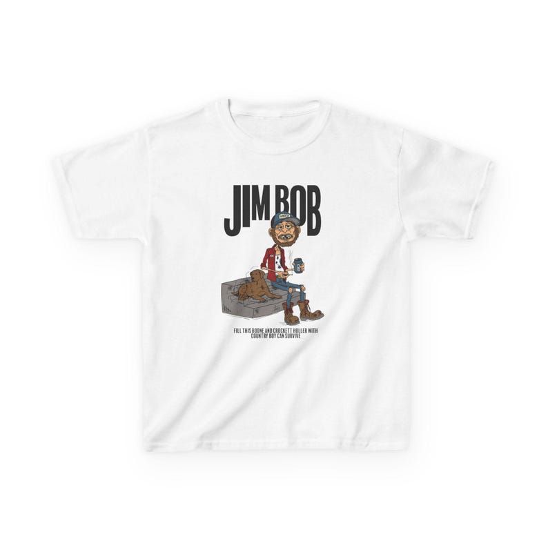 Jim Bob Kids Tee, Country Tee for Kids, Fun Graphic T-Shirt, Casual Kids Wear, Birthday Gift Idea, Playful Cartoon Design, Fan Wear image 2