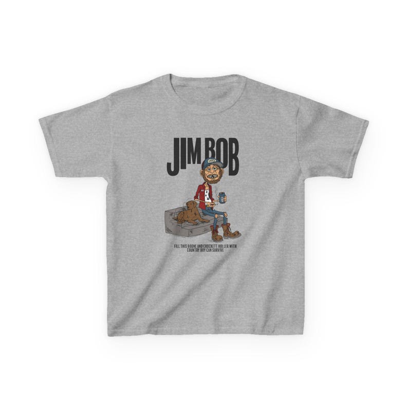 Jim Bob Kids Tee, Country Tee for Kids, Fun Graphic T-Shirt, Casual Kids Wear, Birthday Gift Idea, Playful Cartoon Design, Fan Wear image 4