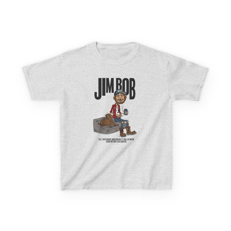 Jim Bob Kids Tee, Country Tee for Kids, Fun Graphic T-Shirt, Casual Kids Wear, Birthday Gift Idea, Playful Cartoon Design, Fan Wear image 3