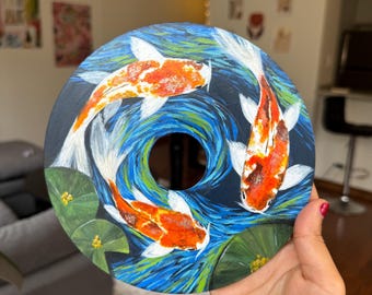 Koi Fish in Van Gogh Inspired Pond on Vinyl
