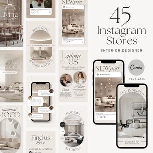 Interior Design Instagram Stories Canva Templates for Architect Instagram Story Bundle for Interior Stylist Designer Social Media