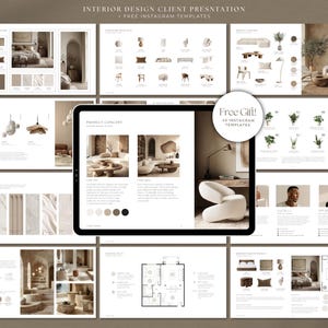 Plantilla de presentación de diseño de interiores / Presentación para clientes / Plantilla Canva de proyecto de interiores totalmente editable / Estilista de interiores / Decoradores