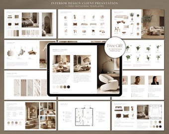 Interior Design Presentation Template / Client Presentation / Fully Editable Interior Project Canva Template  /  Home Stylist / Decorators